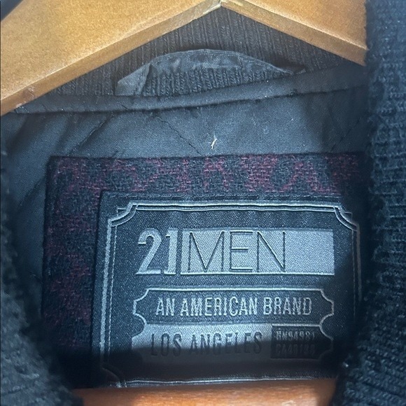 21 Men Wool blend Bomber Jacket Pattern Zip‎ Front Size M - Picture 2 of 7